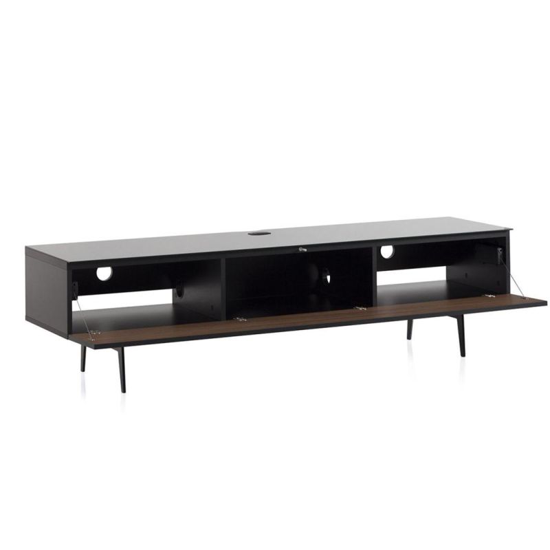 St-360 Wood and Glass Modern TV Stand with Spike Metal Legs