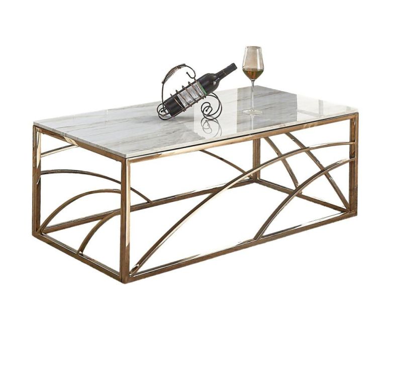 Mode Home Restaurant Banquet Furniture Coffee Table with Stainless Steel and Tempered Glass