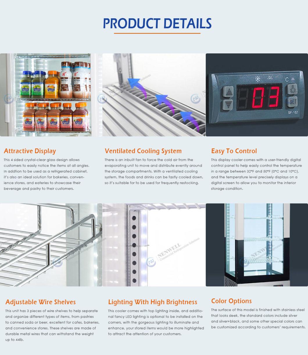 Table Top 4 Sides Glass Door Display Energy Drink Showcase Refrigerator Fridge with LCD Screen (NW-RT78L-7)