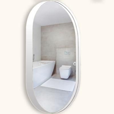 Elegant Matte White Dressing Room Capsule Shape Art Mirror