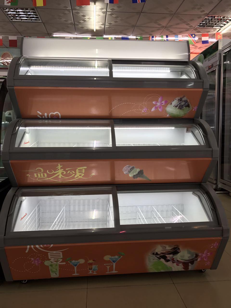 Glass Door Ice Cream Display Freezer/ Small Capacity Supermarket Commercial Chest Showcase