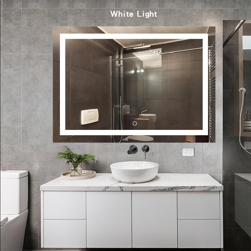 Kamali Custom Modern Design Hotel Rectangular Luxury Illuminated Anti Fog Glass Backlit Bathroom Wall Mounted Smart LED Mirror