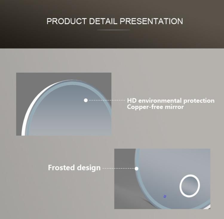 Hot Design Anti-Fog Waterproof Round Touch Screen Lighted Bathroom Mirror