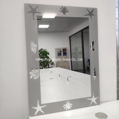 Hot Sale Factory Price 3mm 4mm DIY Bathroom Mirror with Silkscreen Pattern for Home Decoration