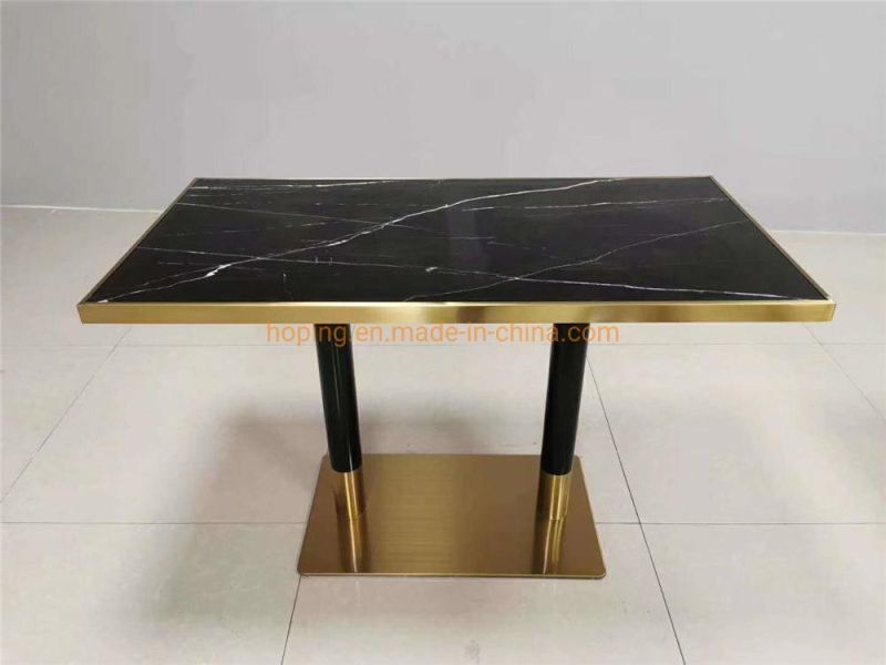 Modern New Design Hotel Rectangle Dining Table with Glass or Marble Top Home Furniture