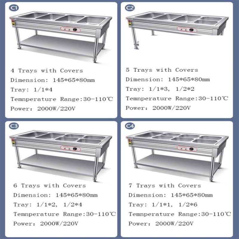 Buffet Bain Marie Cabinet Electric Food Warmer Display Showcase with Glass Top