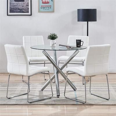 New Design Living Room Furniture Glass Metal Round Dining Tables