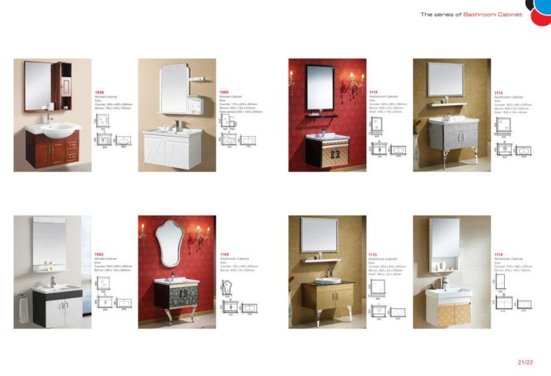 Aluminium Cabinet, Ceramic Basin, Glass Mirror. Bathroom Set 1021