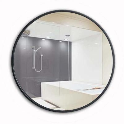 Simple Black Steel Rimmed Circular 4mm Glass Bathroom Mirror Above Wash Basin