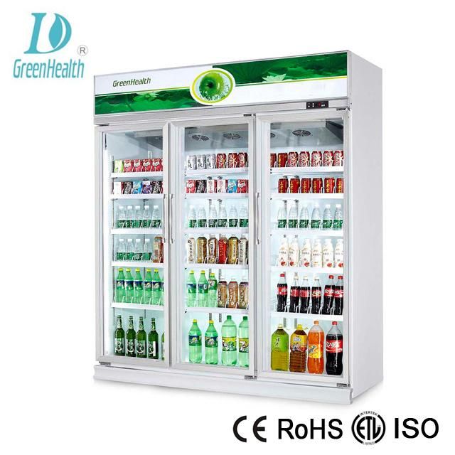 Commercial Glass Door Beverage Display Showcase for Supermarket