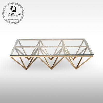 Clear Glass Top with Stainless Steel Legs Modern Coffee Table