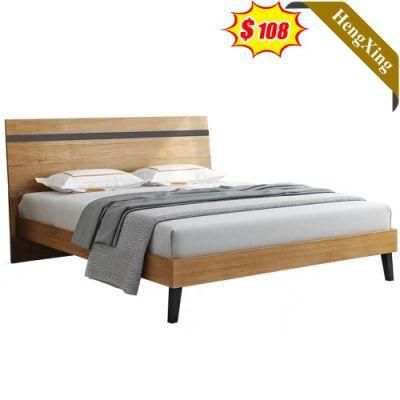 Cheap Price Chinese Factory Wholesale Home Hotel Furniture Bedroom Beds with Wood Legs