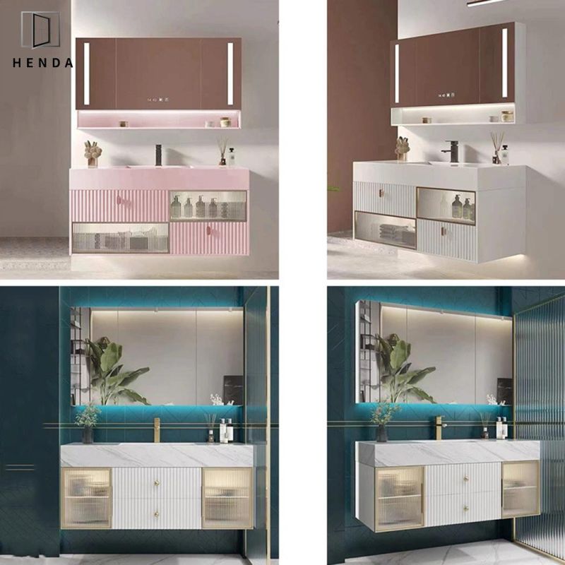 LED Mirror Cabinet Waterproof Wall Mounted Bathroom Vanity White Color