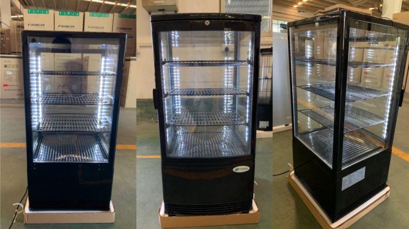 4 Side Glass Refrigerated Showcase Display Cooler for Juice and Beverage