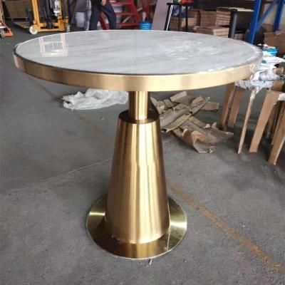 Modern Design Coffee Side Table Metal Frame with Marble Glass Top