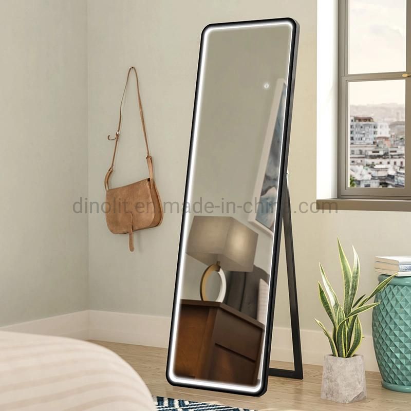 Aluminum Frame Luxury Home Decor Bedroom Dressing Mirror Wall Mount Big Wall Mirror with LED Light Touch Sensor/Hand Sweep Furniture