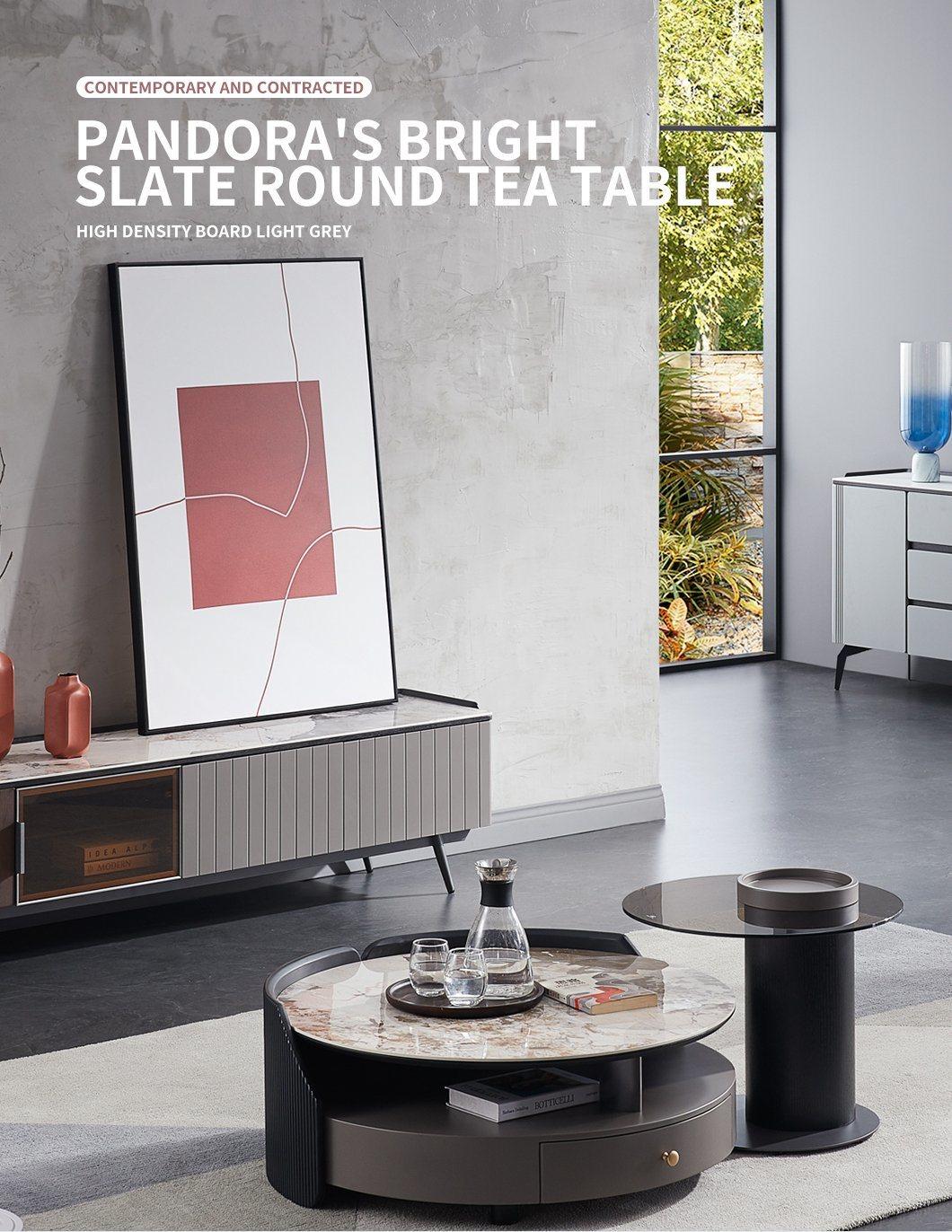 Tan Template Glass Panel Tea Table Home Furniture