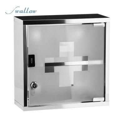 Medicine Cabinet in Glass &amp; Stainless Steel Silver-Coloured