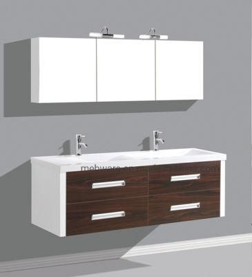 Double Sinks Melamine Bathroom Cabinet with Mirror Cabinet with Side Cabinet