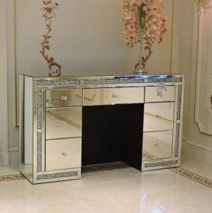 New Style Mirrored Furniture Dressing Table 7 Drawer Crushed Diamond Mirrored Dresser