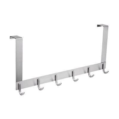 Horizontal 4 Hook Rack Hanger Towel and Clothing Hanger Stainless Steel Storage Hooks Over The Door Towel Rack