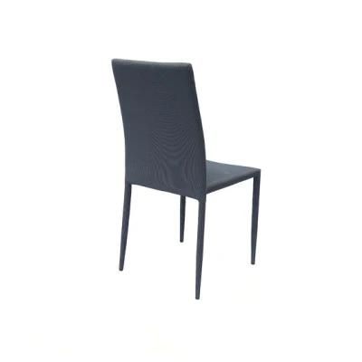 Modern Office Home Outdoor Garden Banquet Furniture Wedding Chair Black PU Leather Steel Dining Chair