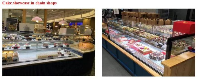 Bakery Shop Counter Table Top Chiller Pastry Cooler Fridge Cabinet and Cake Glass Freezer Refrigerator Display