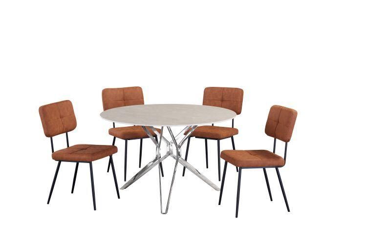 Modern Simple Design Glass Top Stainless Steel Leg Round Dining Tables Restaurant Home Furniture