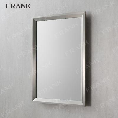 Silver Frame Wall Mounted Bathroom Mirror Rectangular Glass