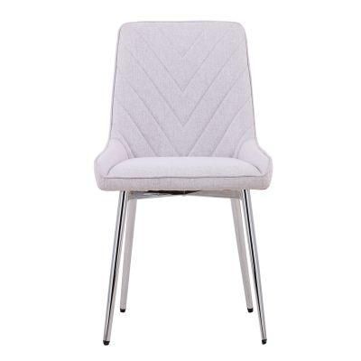 Modern Home Office Furniture Upholstered Fabric Dining Chair for Hotel Restaurant Chair with Chromed Legs