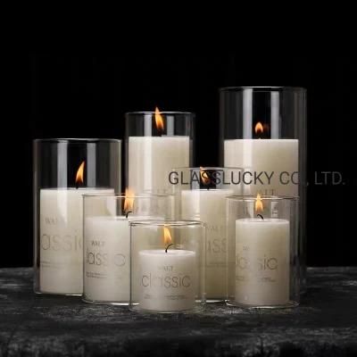 Christmas Decoration Supplies Luxury Candle Holder Glass Cylinder Candle Holder