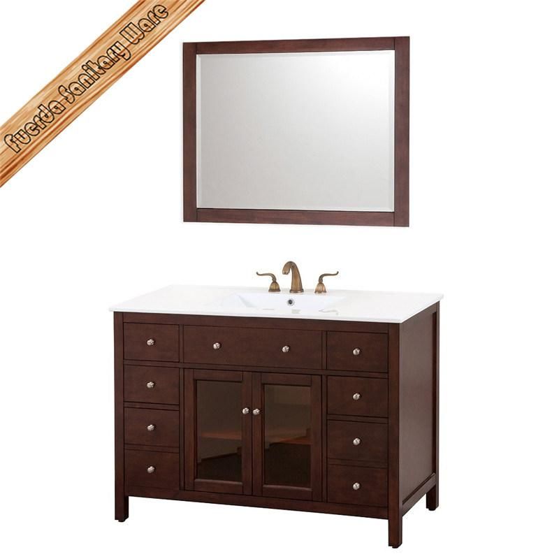 Glass Door Espresso Color Bathroom Vanity Cabinet