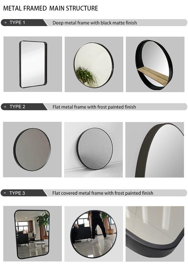 Round 30′′ 32′′ Black Golden Metal Framed Bathroom Mirror for Home Hotel Decoration