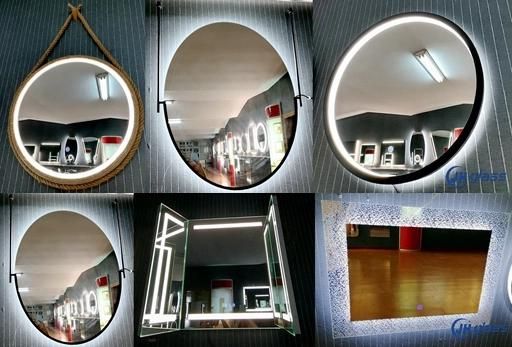 Home Hotel LED Mirror Medicine Cabinet LED Lighted Bathroom Wall Cabinet Bathroom Medicine Cabinet with Mirror Polished Stainless Steel