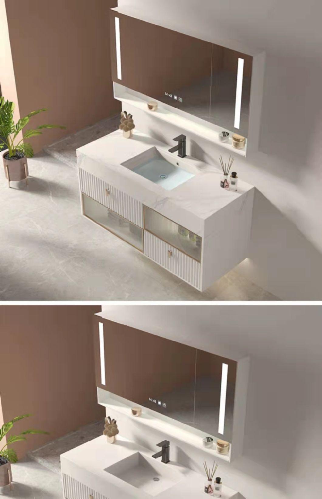 White Design Glass Door Wall Modern Hotel Home Bathroom Vanity