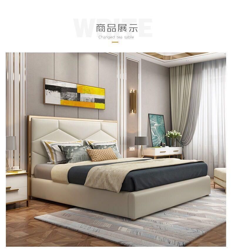 High Quality Best Price Wooden Bedroom Furniture Set King Size Bed with Storage Modern Adult Double Queen Size Leather Bed