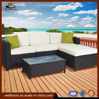 Modern Glass Top Set Aluminum Rattan Dining Table (WFD-07A)