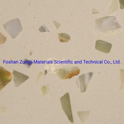 Light Brushed Surface Artificial Stone Beige White Color Terrazzo for Floor Tiles Furniture Slab