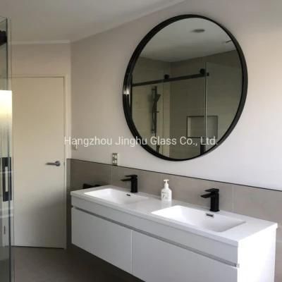 Decorative Deep Metal Framed Round Black Bathroom Mirror