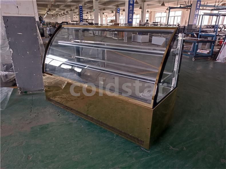 2 Shelves Curved Glass Pastry Display Counter 1500mm Cake Pastry Counter