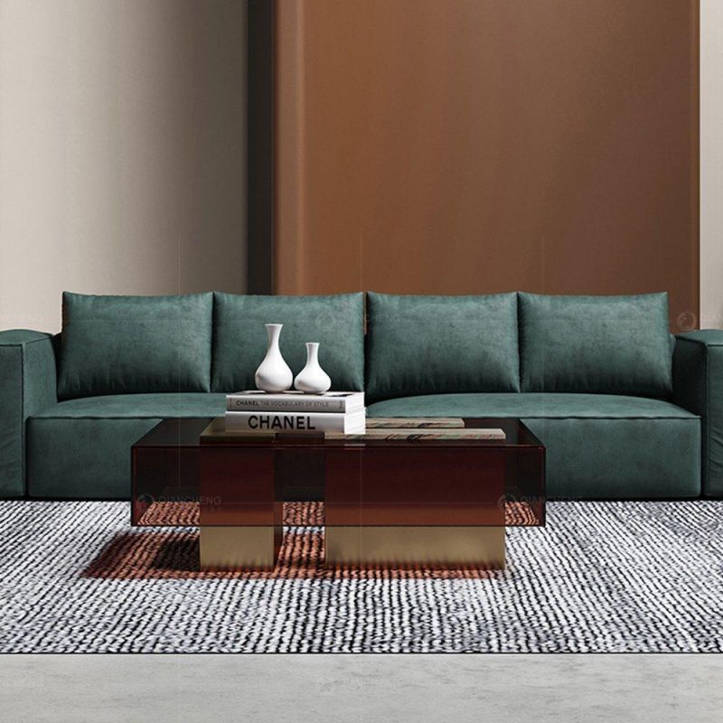 Hot Sale Transparent Modern Steel Colored Acrylic Coffee Table