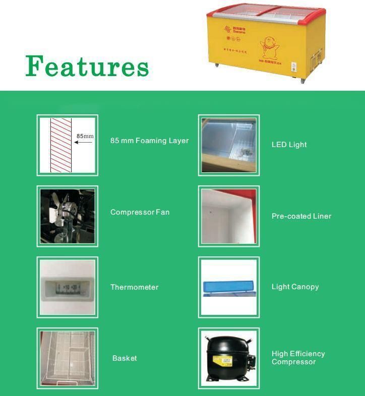 Supermarket OEM ODM Commercial Display Showcase Refrigerator Glass Door Chest Freezer Ice Cream Freezer