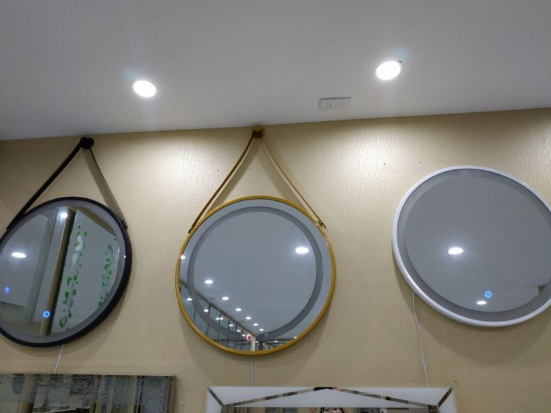 Round Metal Frame LED Lighted Bathroom Mirror