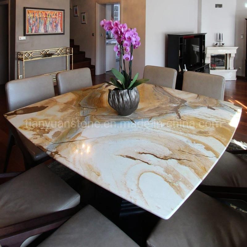 Home Dining Table Set/Dining Room Furniture/Glass Marble Dining Table