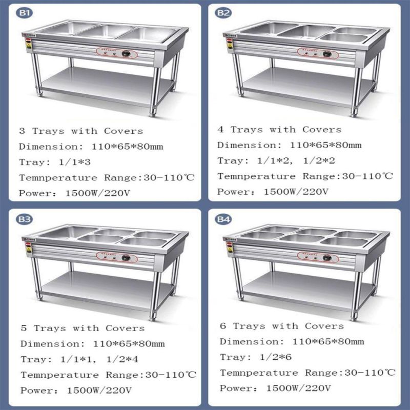 Buffet Bain Marie Cabinet Electric Food Warmer Display Showcase with Glass Top
