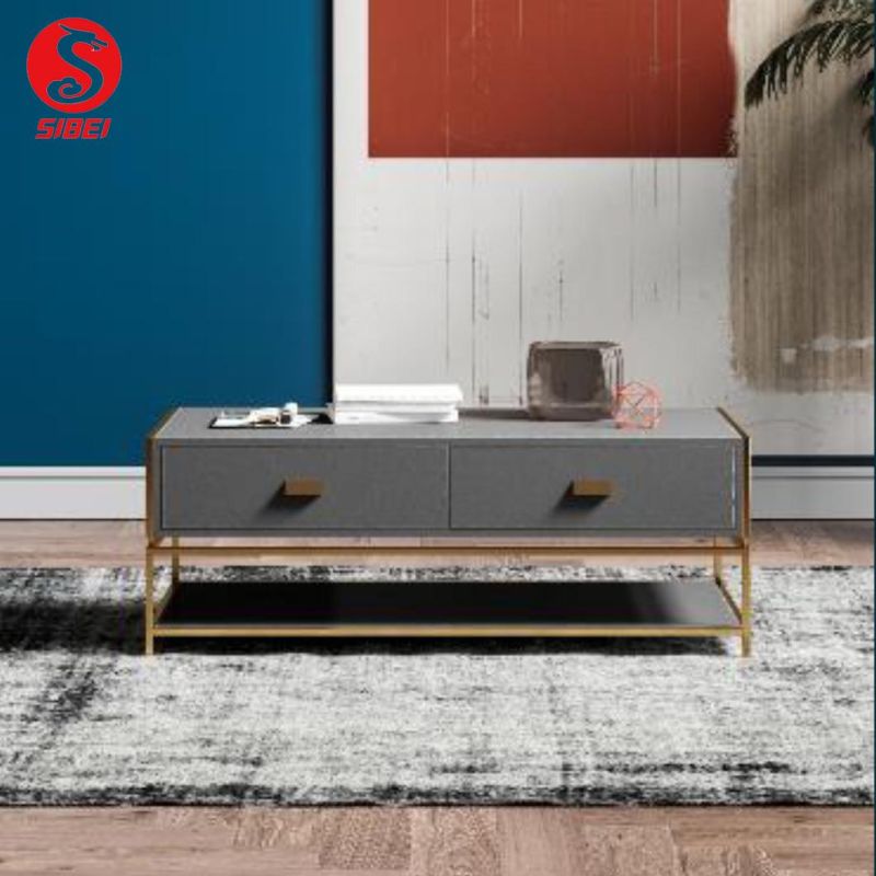 Home Furniturerectangle Steel Metal Tempered Glass Office Home Goods Coffee Table