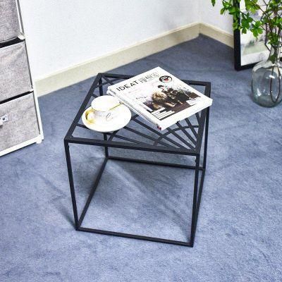 Elegant Style Black Geometric Metal Square and Featured Glass Display Table