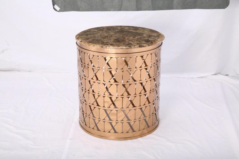 Black Marble Round Coffee Table with Gold Stainless Steel Frame Round Coffee Table