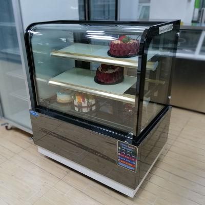 Black Factory Price 2 Layer Marble Base Cake Showcase for Supermarket