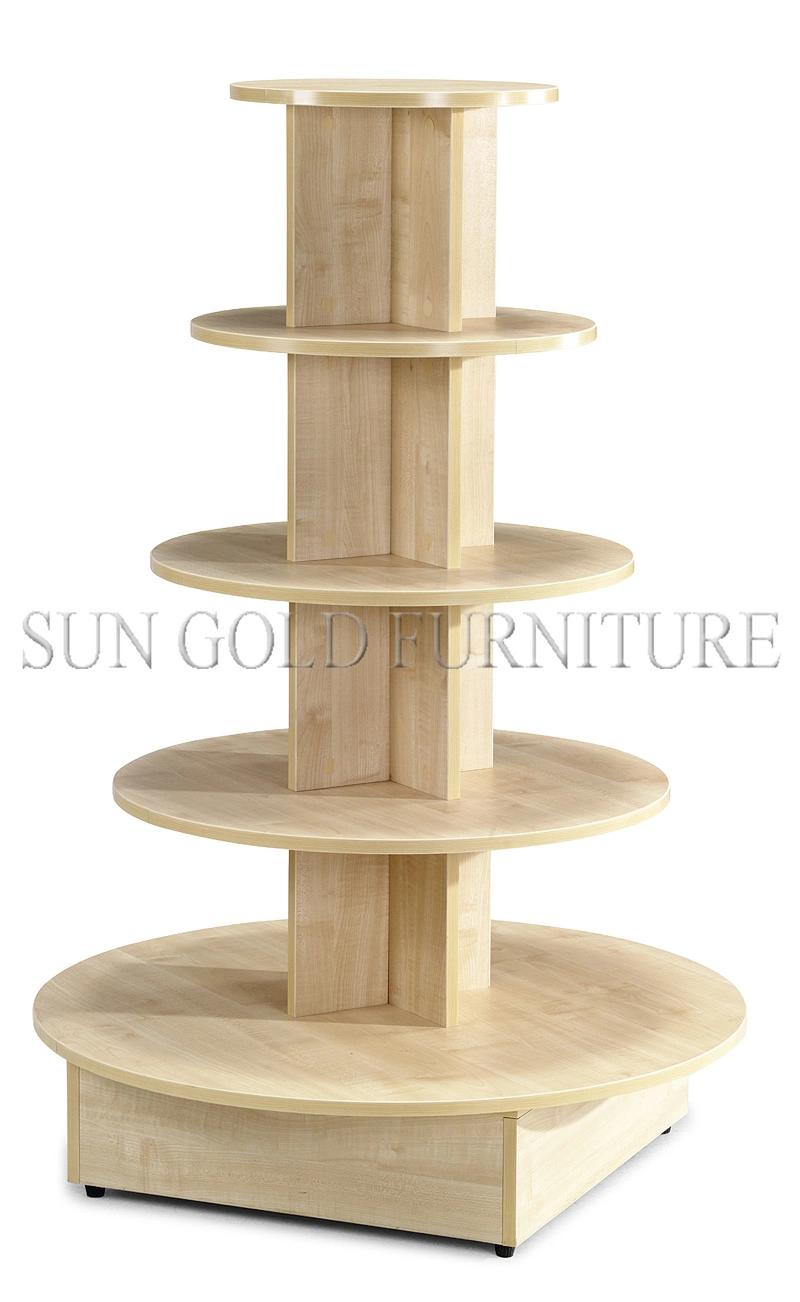 5 Tiered Round Wooden Display Stand, Display Table (SZ-WDR004)